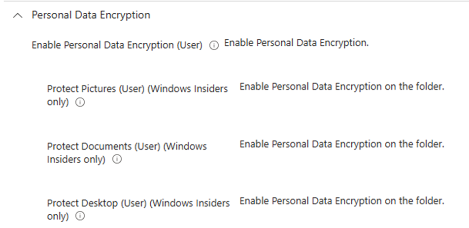 configuring personal data encryption with an intune policy