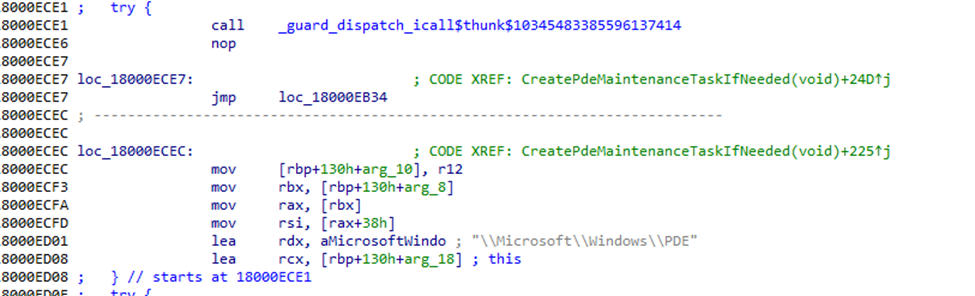 the code showing the pde maintenace task