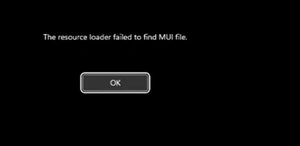 the resource loaded failed to find the MUI file