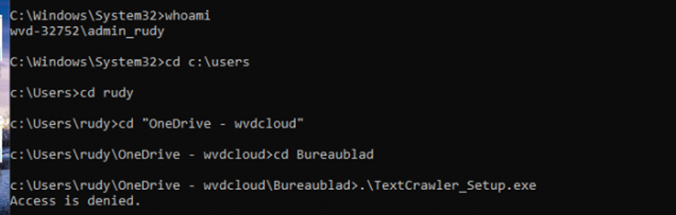 access is denied when trying to execute the file from the shadow admin account (local administrator protection) 0x80070043