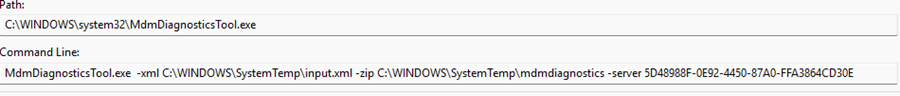 the mdmdiagnostics tool will be executed with the input.xml and the -server paramaters