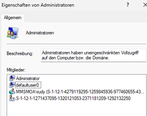 after enrollment, the user is still a member of the local administrator group even with the ap-dp profile set to standard user