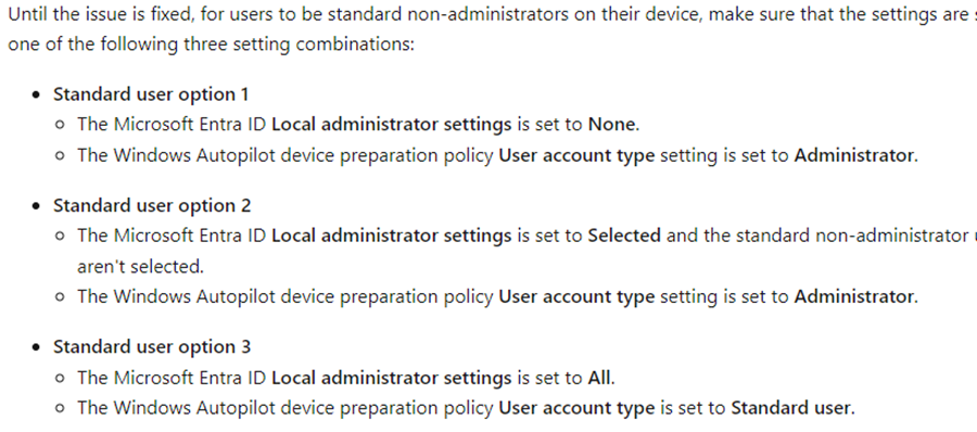 the entra administrator group issue that conflicts with the ap-dp profile settings