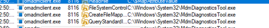 the omadmclient.exe will execute the mdmdiagnosticstool.exe 
