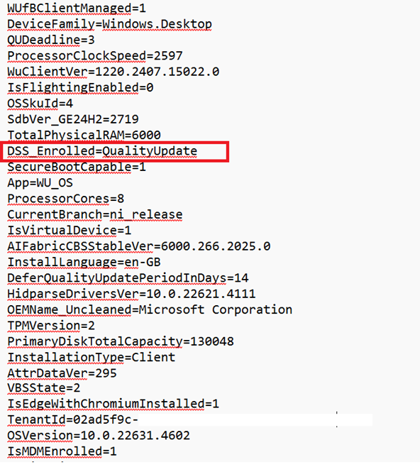 a clear overview off all the wufb device attributes it gathers from the device