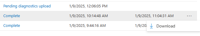 the admin can now download the diagnostics logs from intune