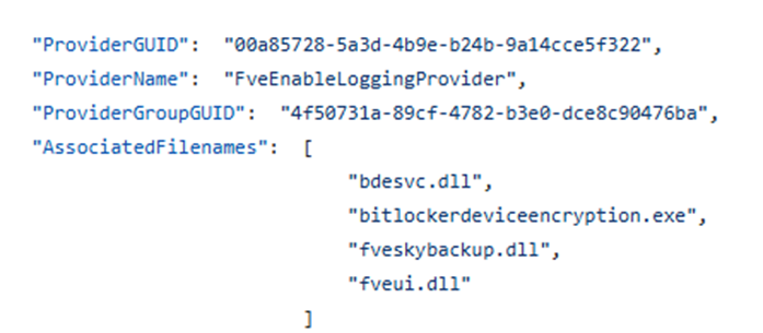 the fveenableloggingprovider showing the fveskybackup.dll