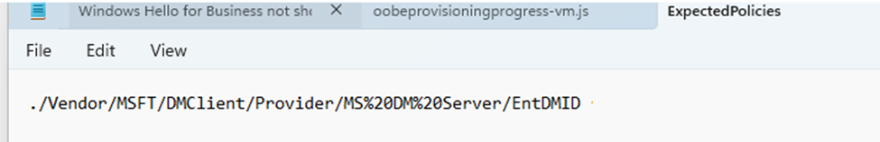 entdmid showed up in the expectedpolicies