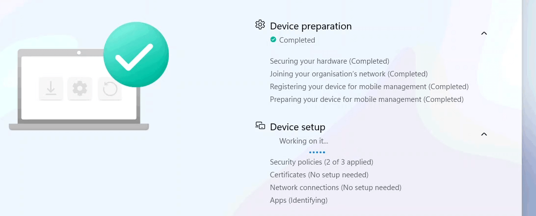the lob app configuring the security policies during esp