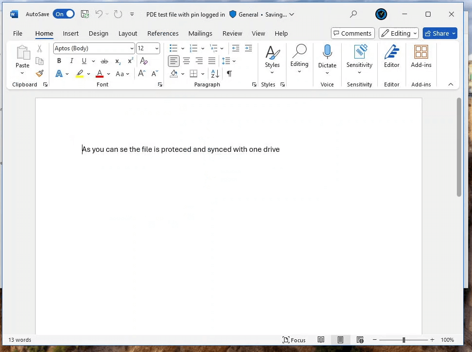 file protected with pesonal data encryption but i can still open it using a password