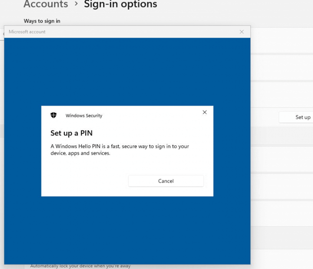 set up a PIN doesn't shows the option to enter A PIN 
Windows Hello For Business 