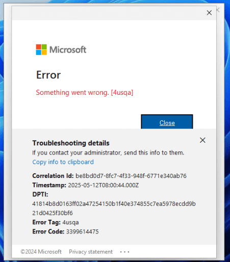 something went wrong 4usqa